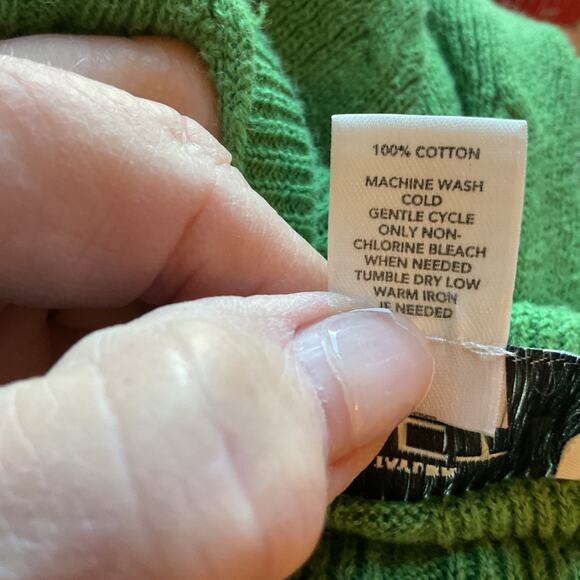 Loft Green Textured Longsleeve Lightweight 100% Cotton Sweater M - Picture 5 of 6